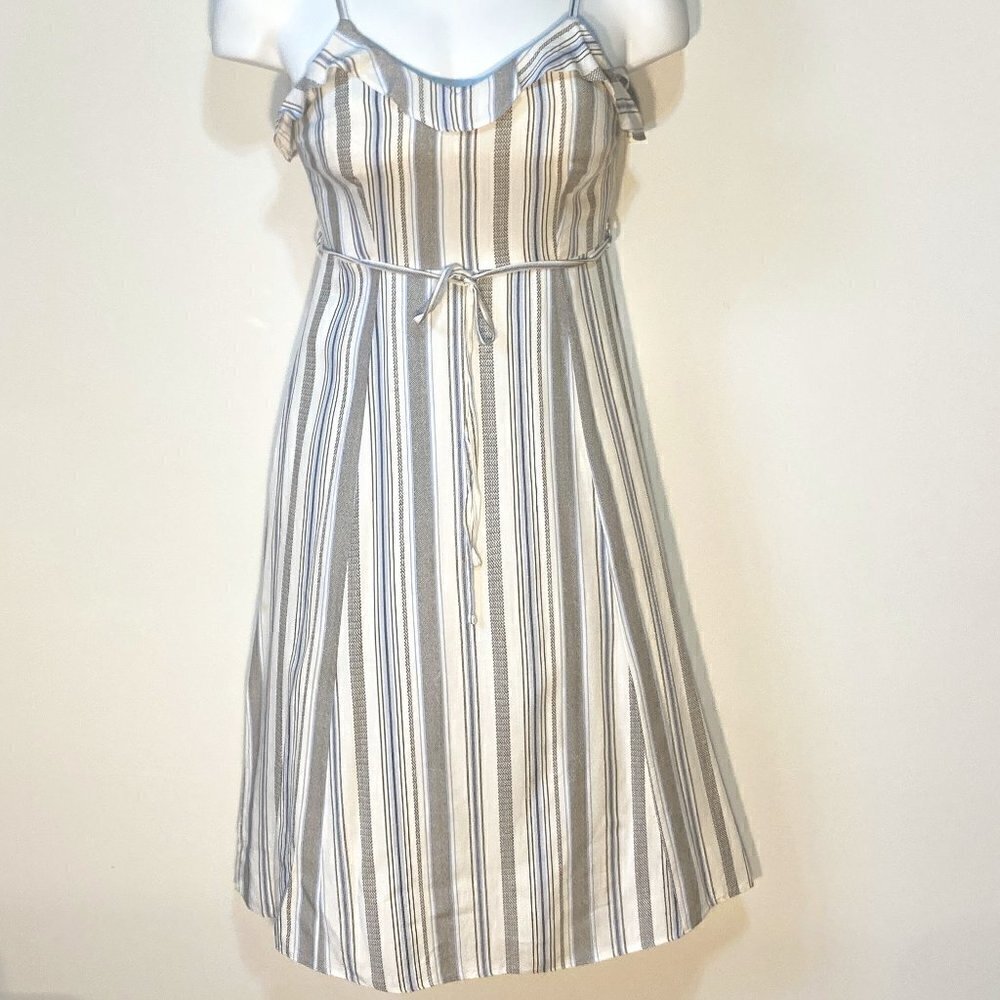 New Look Striped dress with ruffle trim & adjustable straps SZ 8